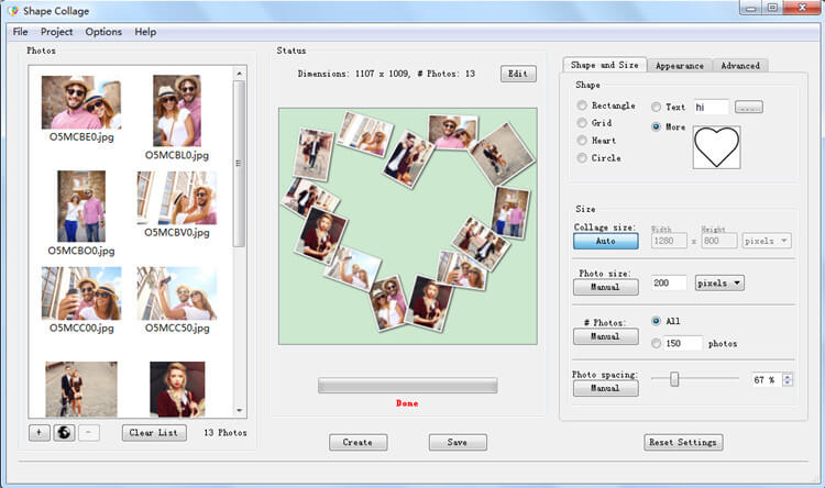 Shape Collage Automatic Photo Collage Maker